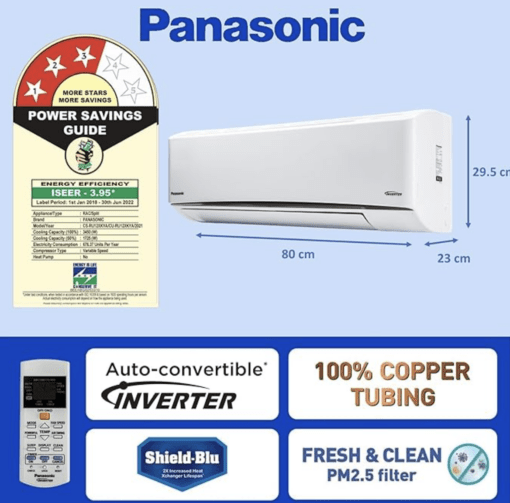 Panasonic 1 Ton 3 Star Inverter Split Air Conditioner (Copper, PM 2.5 Air Purification, 2022 Model, CS/CU-RU12XKYA, White) - Image 2